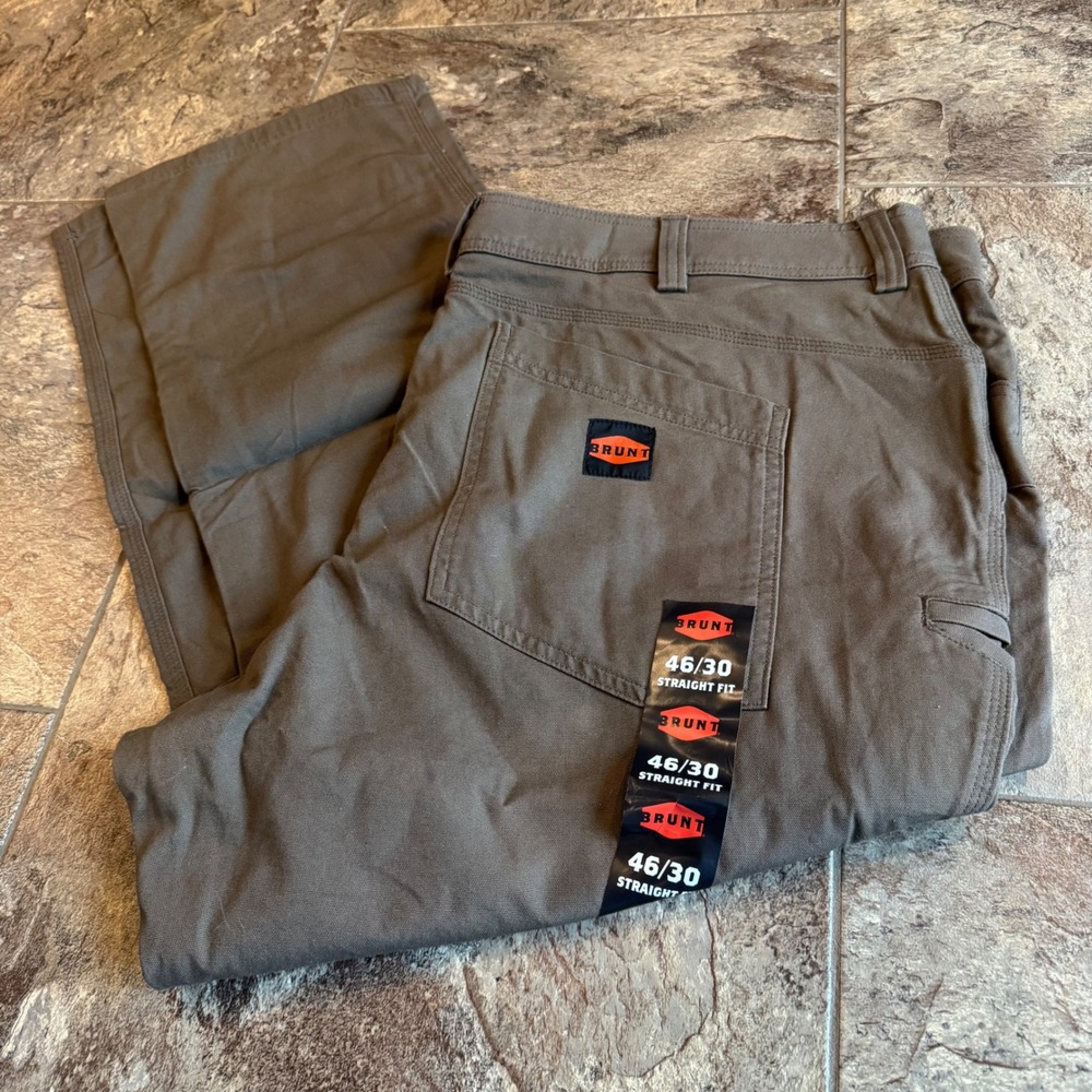Workwear Utility Canvas Brunt The Torra Pant Mens‎ 46x30 Brown Straight Fit New